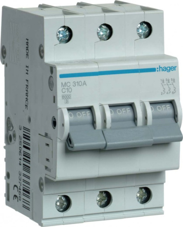 Авт.вык. Hager MC310A 3P 6kA 10A