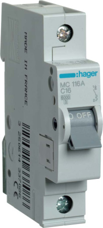 Авт.вык. Hager MC116A 1P 6kA 16A