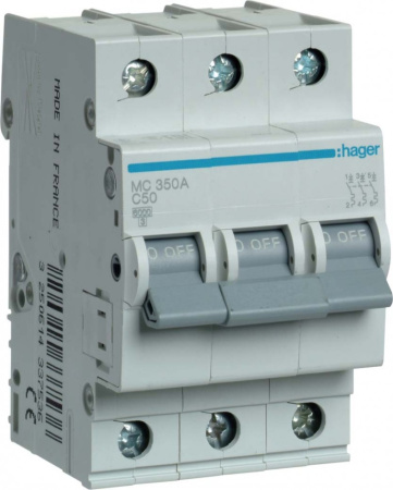 Авт.вык. Hager MC350A 3P 6kA 50A